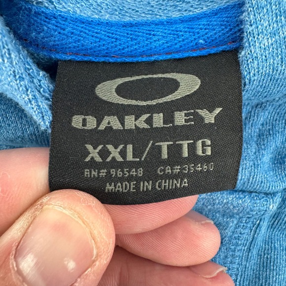 Oakley Mens Pullover Hoodie Blue XXL Long Sleeve Henley Pocket Science Wrapped - Picture 3 of 3